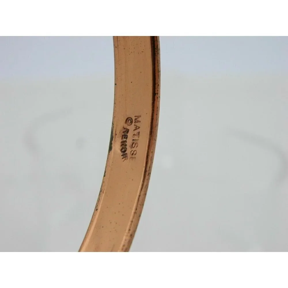 MATISSE RENOIR White Grey Gray Stripe Enamel Copper Bangle Bracelet